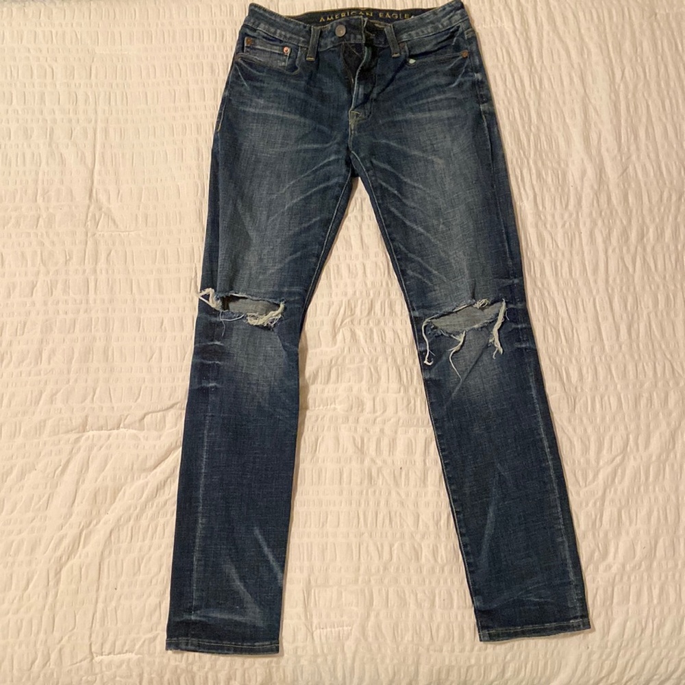 Men's American Eagle Blue Ripped Slim Jeans, 29 x 30